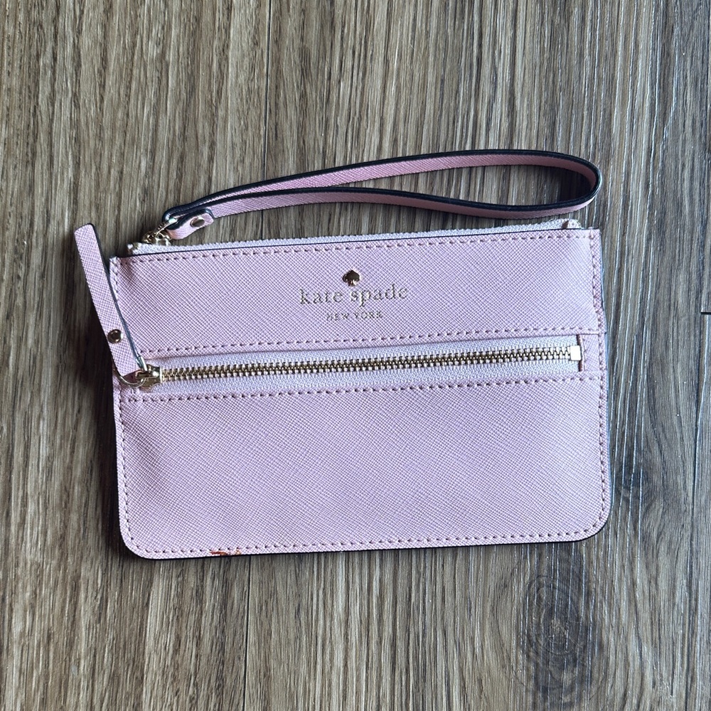 Kate Spade Light Pink Wristlet with Gold Accents